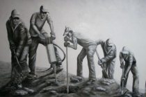 South African Artist Erna Louw - Man Power Daveng - Oil on Canvas